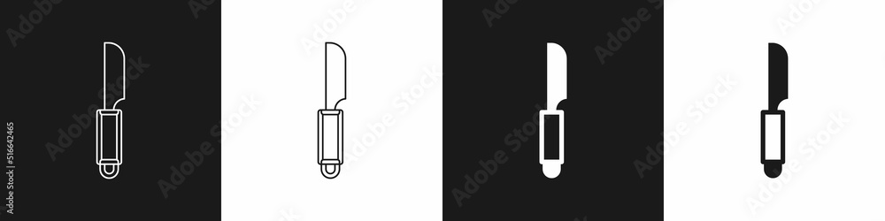 Set Knife icon isolated on black and white background. Cutlery symbol. Vector Set Knife icon isolated on black and white background. Cutlery symbol. Vector