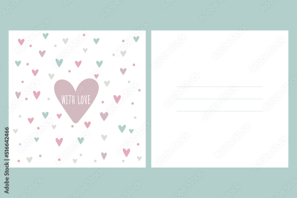 Cute nice fun children's kids greeting card with love happy birthday hearts and lines, dots and rainbow Cute nice fun children's kids greeting card with love happy birthday hearts and lines, dots and rainbow