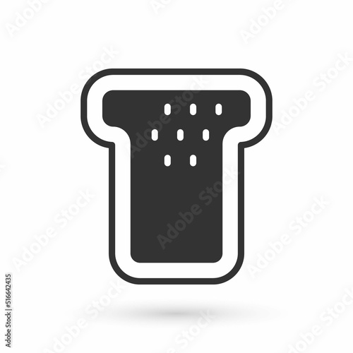 Grey Bread toast for sandwich piece of roasted crouton icon isolated on white background. Lunch, dinner, breakfast snack. Vector