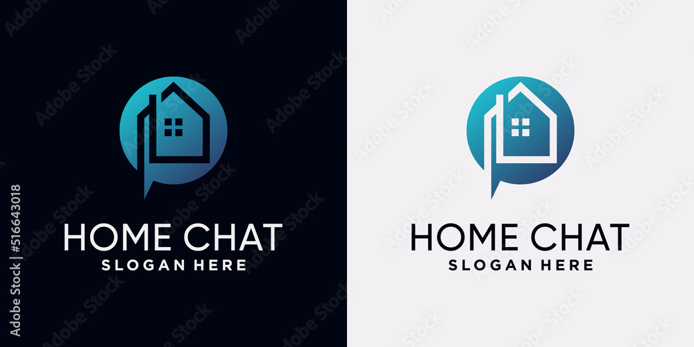 Home chat logo design template with creative concept Home chat logo design template with creative concept
