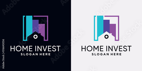 Home invest logo design template with creative concept