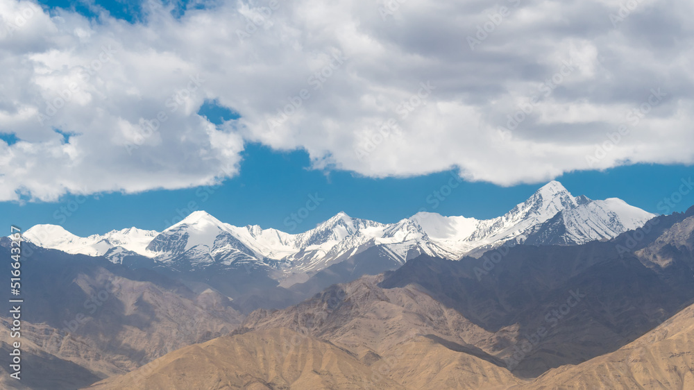 Perfect View of Leh city and the himalayan range from Leh palace, Ladakh, India