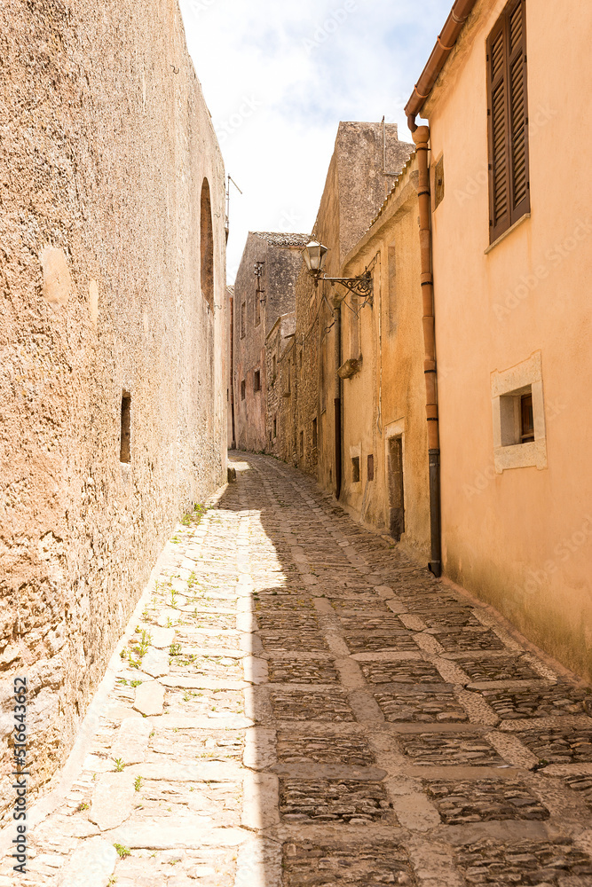 Walking around the Streets of Erice, Province of Trapani, Sicily, Italy.