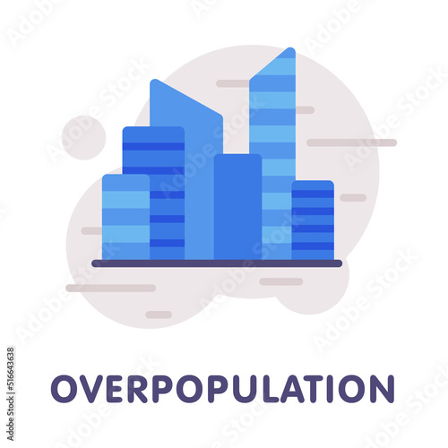 Overpopulation with Tall City Building as Environment Problem Vector Illustration