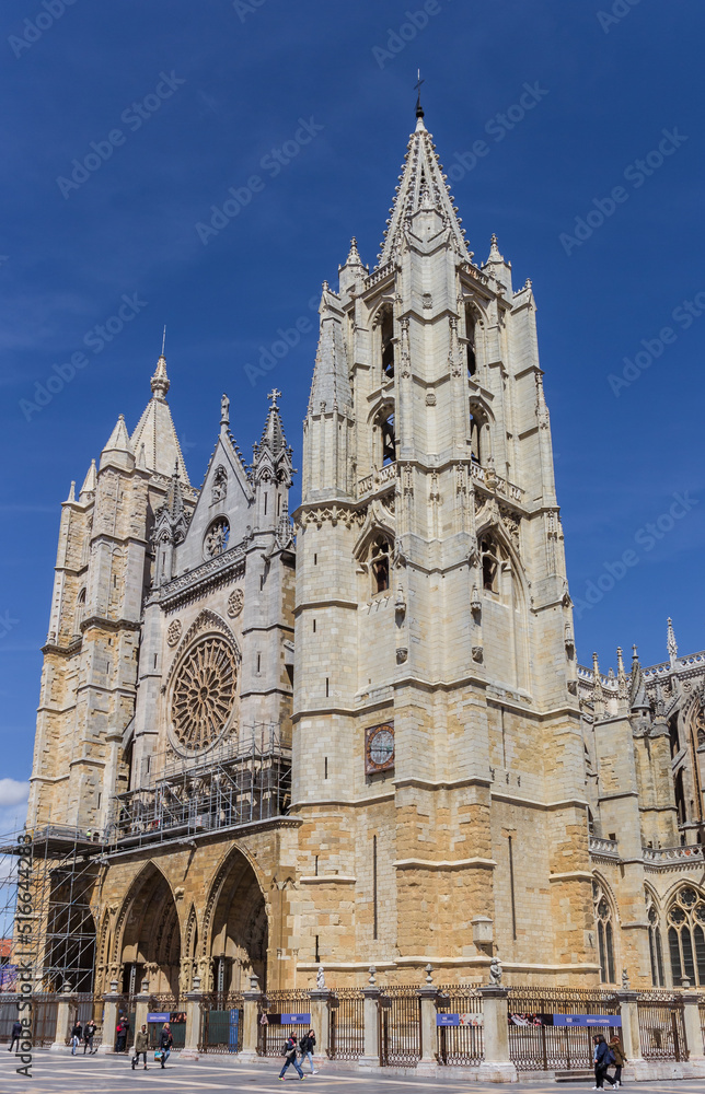 Facade and towers of the cathedral in Leon, Spain Facade and towers of the cathedral in Leon, Spain