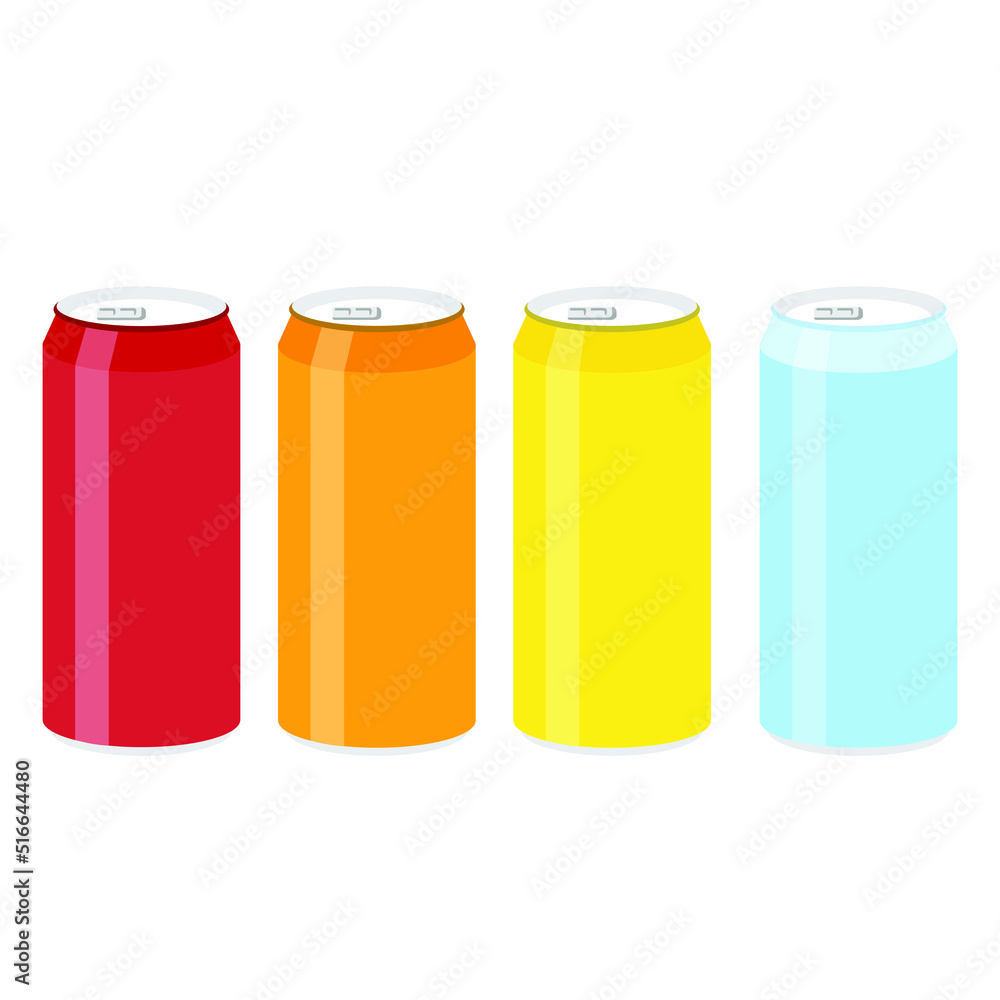 can of soda.Soda in colored aluminum cans set icons isolated on white background.Soft drinks sign.Carbonated non-alcoholic water with different flavors. Drinks in colored packaging.Vector illustration can of soda.Soda in colored aluminum cans set icons isolated on white background.Soft drinks sign.Carbonated non-alcoholic water with different flavors. Drinks in colored packaging.Vector illustration