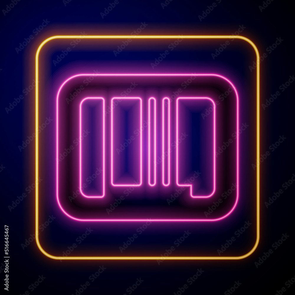 Glowing neon Barcode icon isolated on black background. Vector Glowing neon Barcode icon isolated on black background. Vector