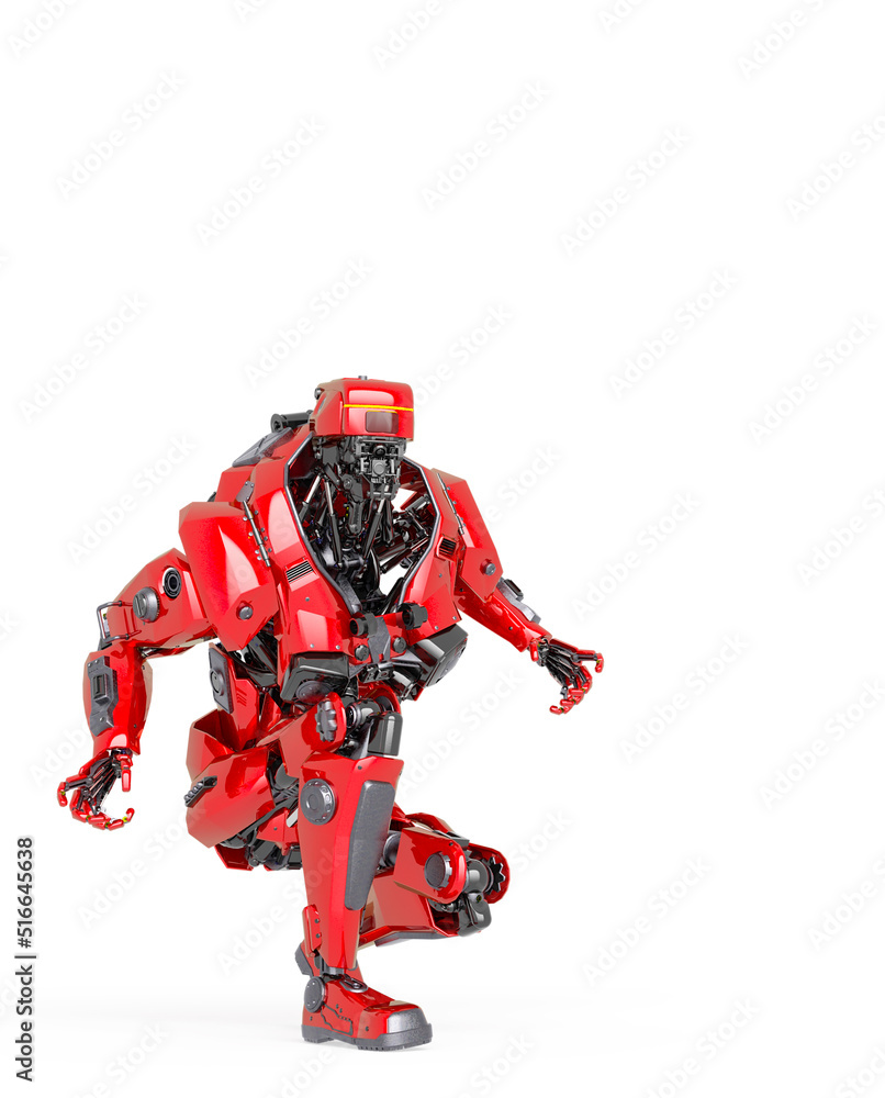 master robot you are crouched and ready for action in white background master robot you are crouched and ready for action in white background