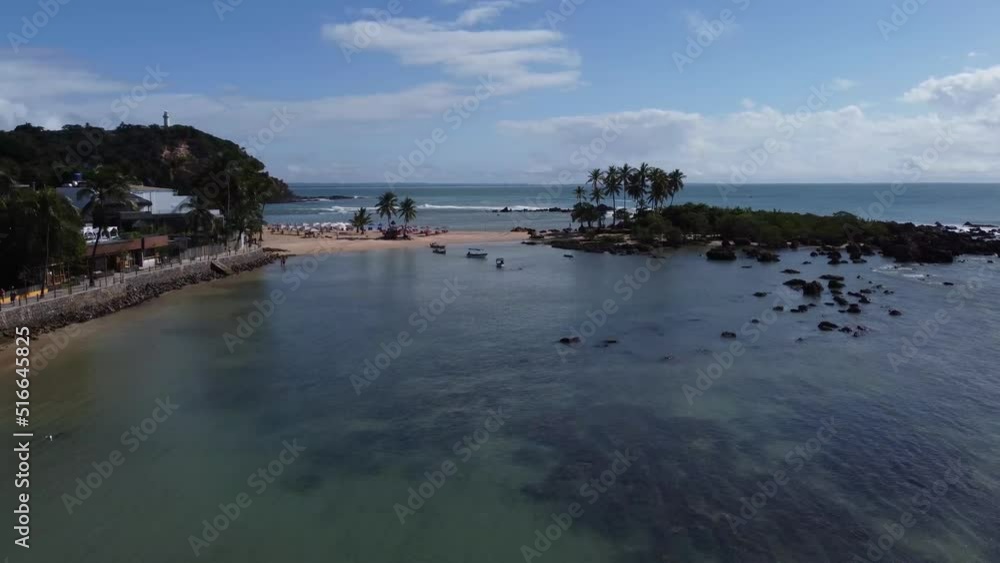 Amazing paradise beach on island with many coconut trees - Morro de Sao Paulo, Bahia, Brazil Amazing paradise beach on island with many coconut trees - Morro de Sao Paulo, Bahia, Brazil