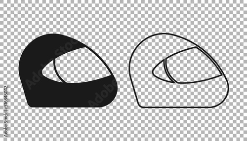 Black Racing helmet icon isolated on transparent background. Extreme sport. Sport equipment. Vector