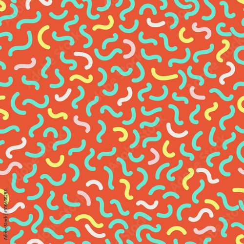 Trendy Squiggles Abstract Vector Seamless Pattern