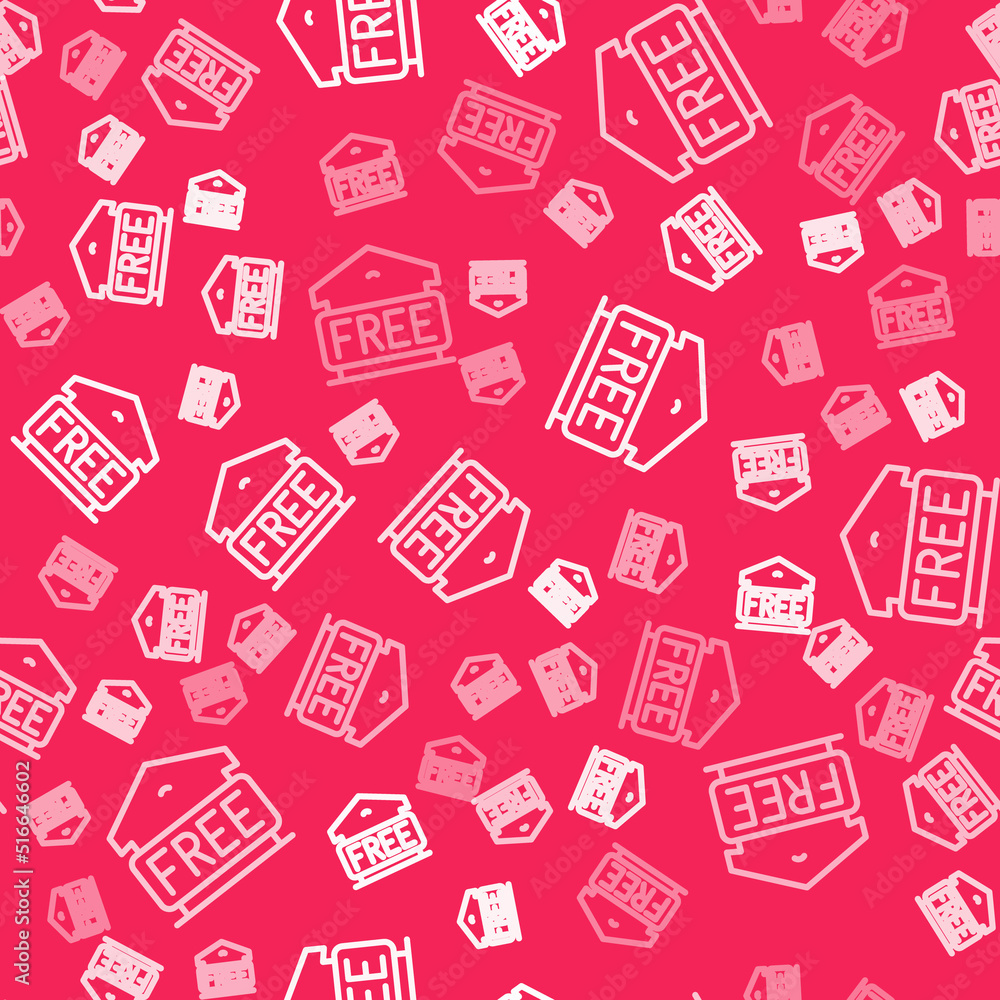 White line Free storage icon isolated seamless pattern on red background. Vector White line Free storage icon isolated seamless pattern on red background. Vector