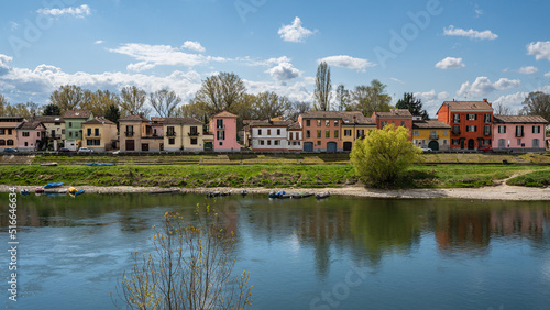 Colorful typical houses of Borgo Ticino in Pavia, Lombardy, Italy photo