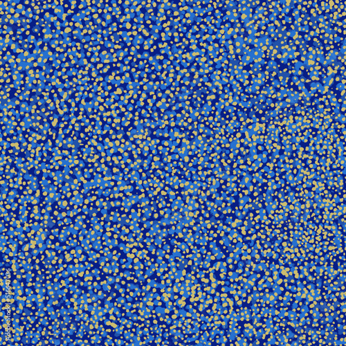 Seamless Vector Pattern With Impressionistic Dots In Blue And Yellow.