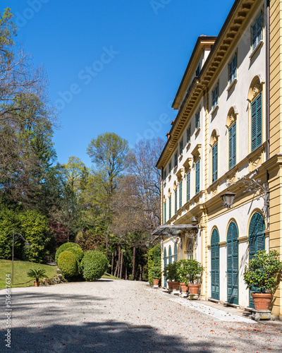 Fototapeta Naklejka Na Ścianę i Meble -  Villa Pallavicino in Stresa surrounded by a beautiful park overlooking the Lake Maggiore, Piedmont, Italy