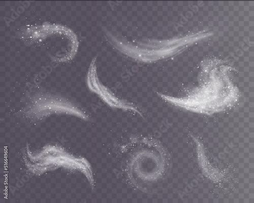 Cold winter wind texture. Holiday vector blizzard. Christmas effect of a cold blizzard. Vector PNG.	
