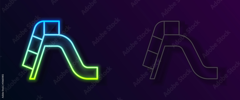 Glowing neon line Slide playground icon isolated on black background. Childrens slide. Vector Glowing neon line Slide playground icon isolated on black background. Childrens slide. Vector
