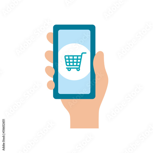 アイコン_スマホ_手_買い物かご_線無し