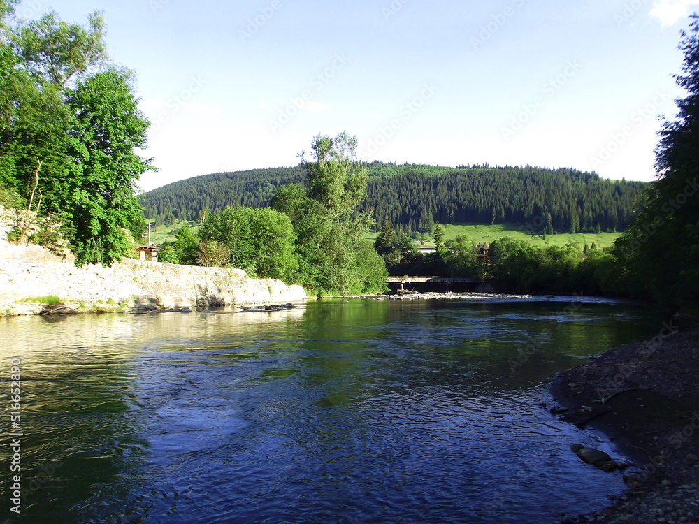 Fototapeta premium A beautiful river flows in the mountains