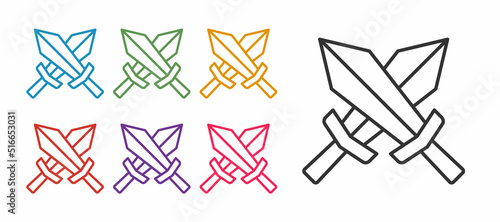 Set line Sword for game icon isolated on white background. Set icons colorful. Vector