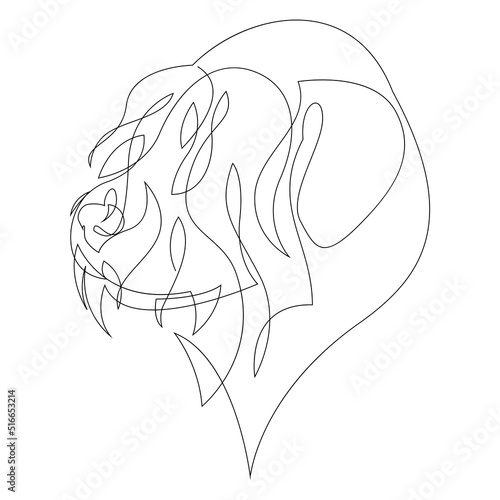 Continuous line Black Russian Terrier. Single line minimalist style Riesenschnauzer dog vector illustration. Portrait