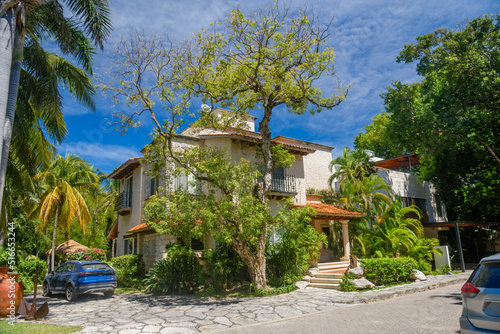Luxury authentic historical villa in shadow of trees in Playa del Carmen, Yukatan, Mexico © Eagle2308