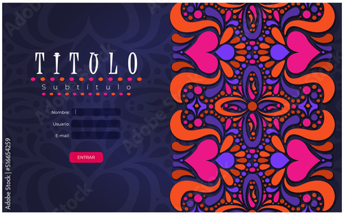 Plantilla de landing page con motivos mexicanos.