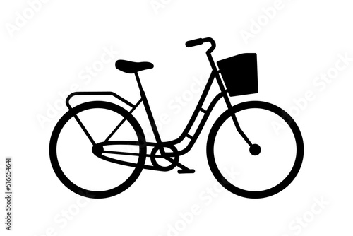Granny bike icon. Retro bicycle with basket.