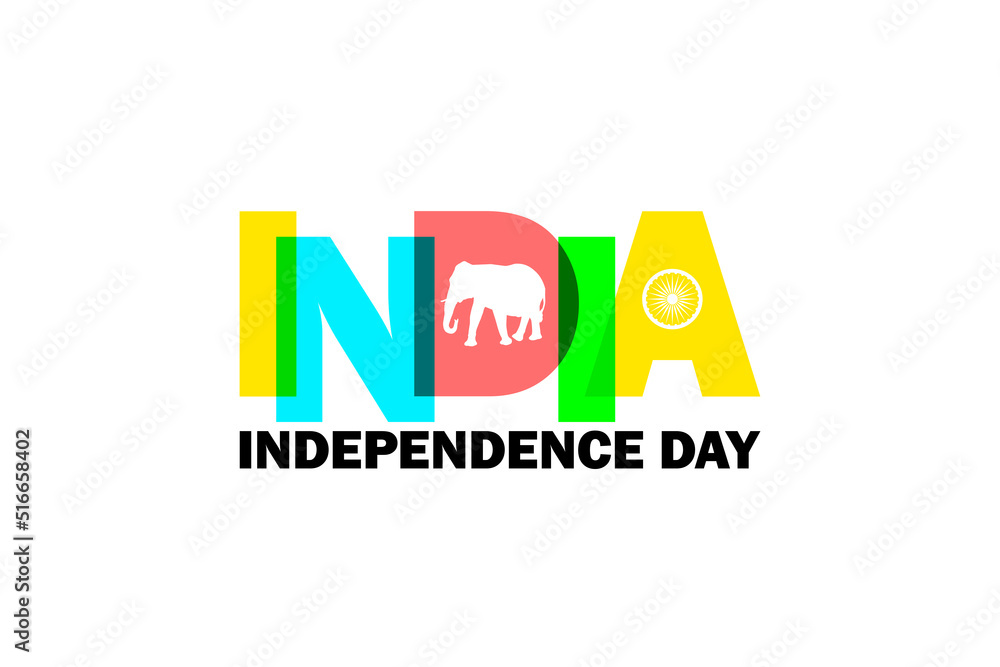 Independence Day of India. Beautiful creative text on a white background.