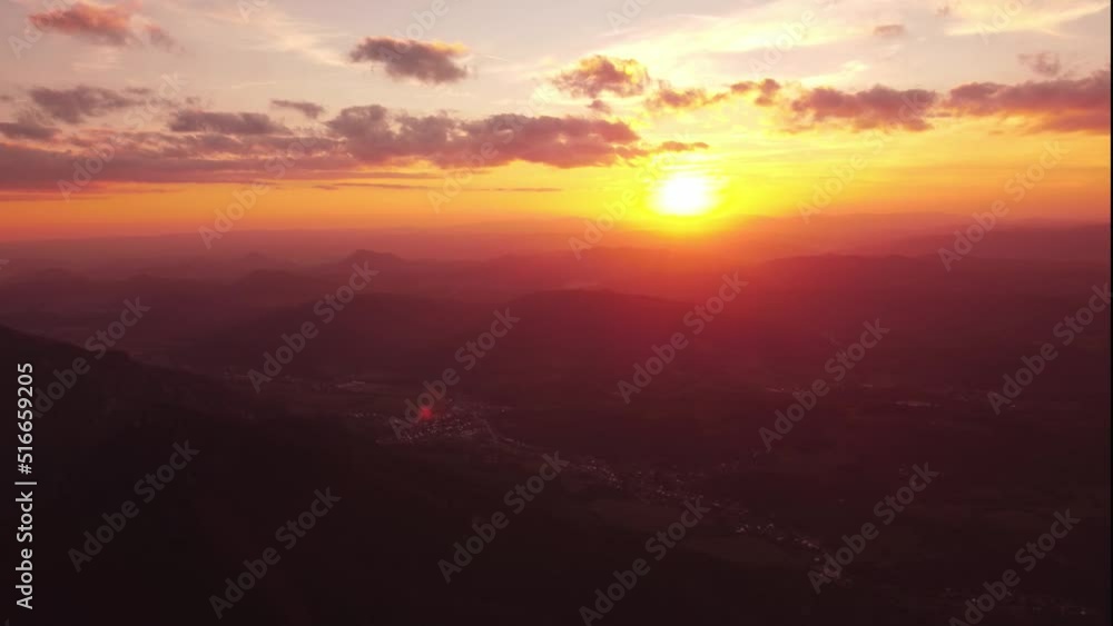 Epic aerial flight in the clouds at sunset. Golden hour, colorful clouds. 4K Epic aerial flight in the clouds at sunset. Golden hour, colorful clouds. 4K