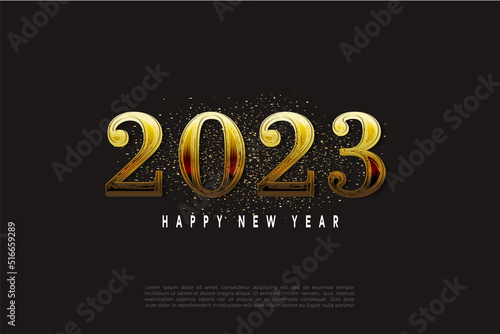2023 happy new year background special edition on gold number, 