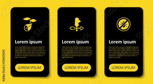 Set Stop colorado beetle, Rooster weather vane and Sprout. Business infographic template. Vector