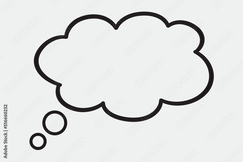 Think bubble isolated on grey background. Trendy think bubble in flat style. Modern template for social network and label. Creative thought balloon. Cloud line art, vector illustration Think bubble isolated on grey background. Trendy think bubble in flat style. Modern template for social network and label. Creative thought balloon. Cloud line art, vector illustration