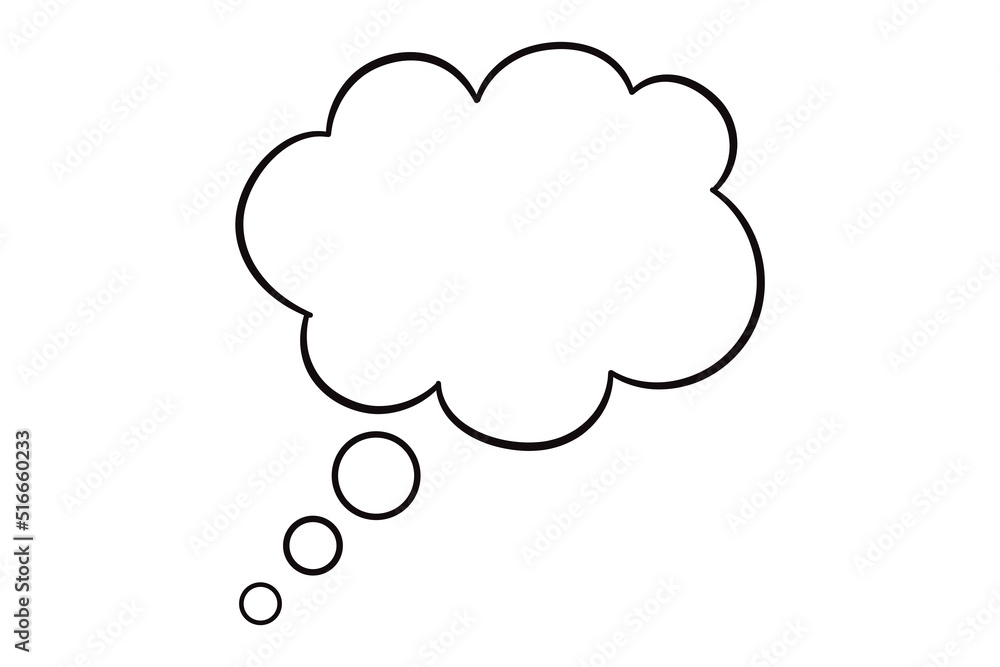 Think bubble isolated on white background. Trendy think bubble in flat style. Modern template for social network and label. Creative thought balloon. Cloud line art, vector illustration Think bubble isolated on white background. Trendy think bubble in flat style. Modern template for social network and label. Creative thought balloon. Cloud line art, vector illustration