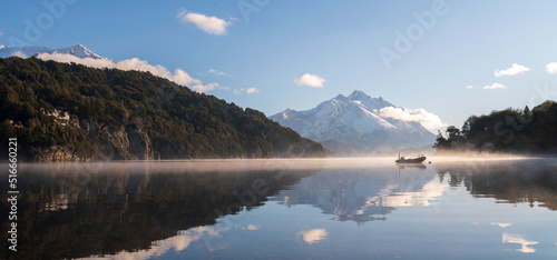 Hermoso atardecer sobre los lagos de San Carlos de Bariloche y el Parque Nacional Nahuel Huapi en Patagonia, Argentina.  photo
