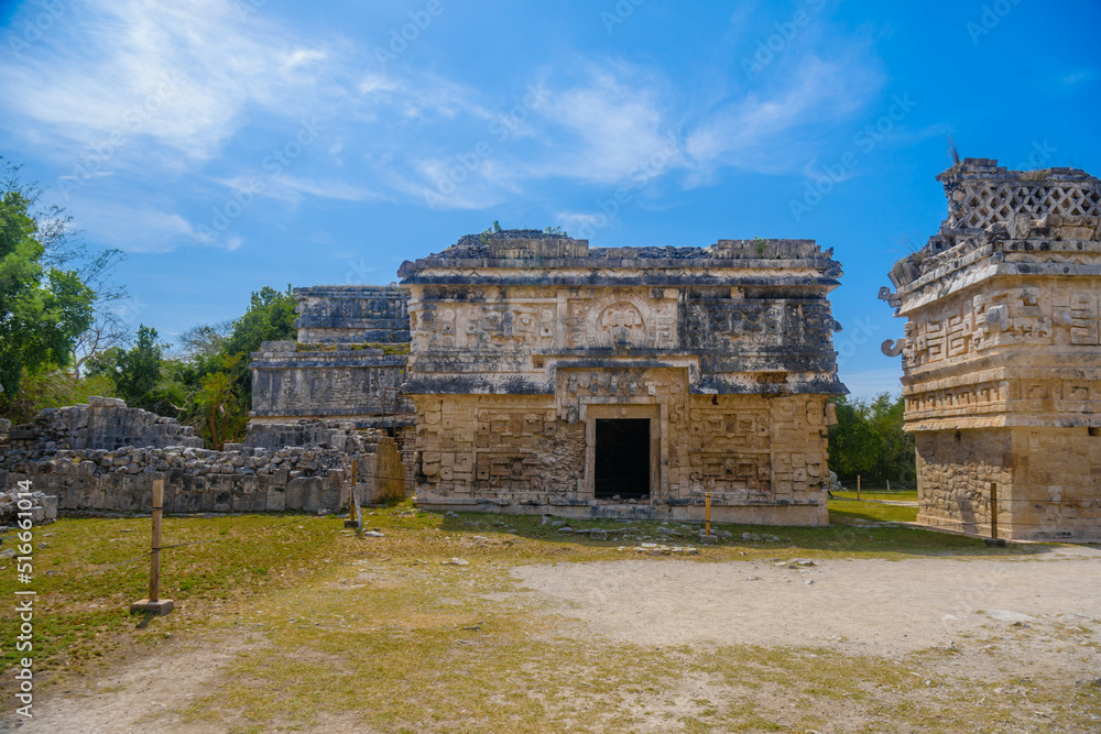 Worship Mayan churches Elaborate structures for worship to the god of the rain Chaac, monastery complex, Chichen Itza, Yucatan, Mexico, Maya civilization
