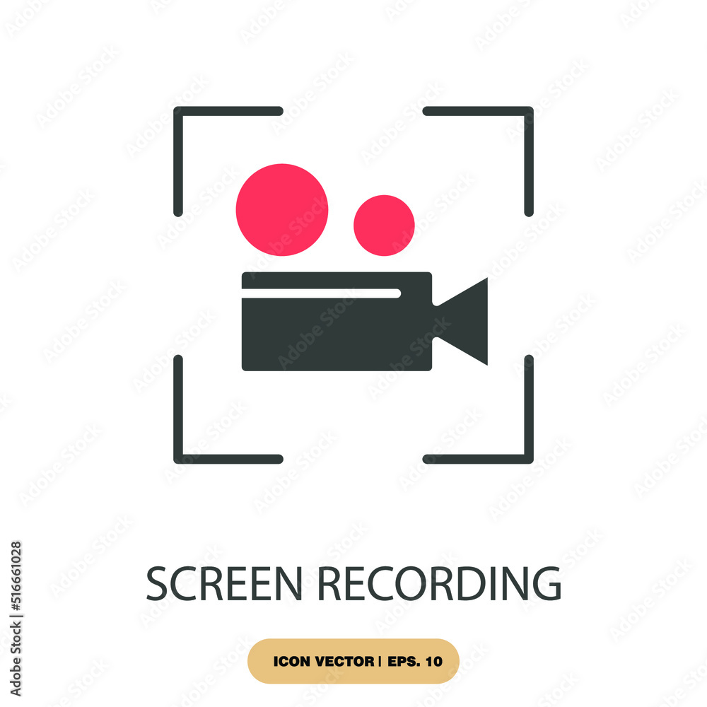 screen recording icons symbol vector elements for infographic web Stock