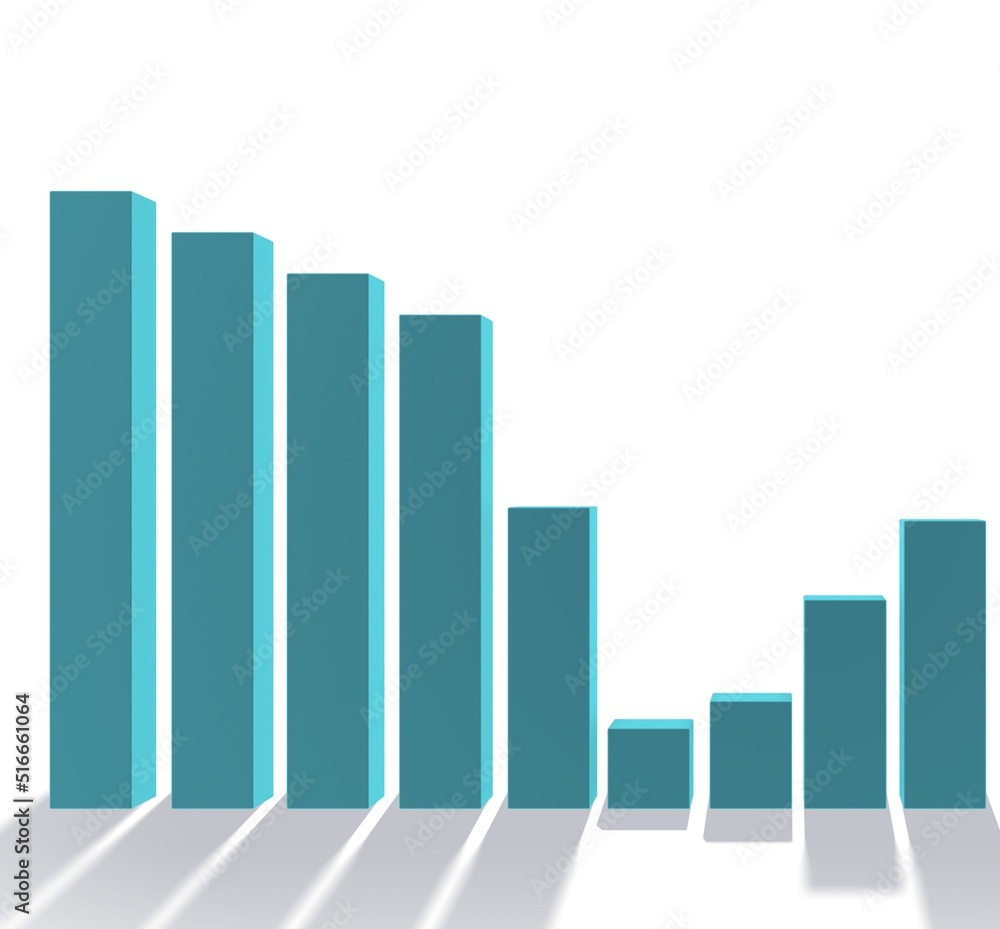 Bar chart showing growth - 3d rendering Bar chart showing growth - 3d rendering