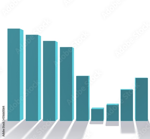 Bar chart showing growth - 3d rendering