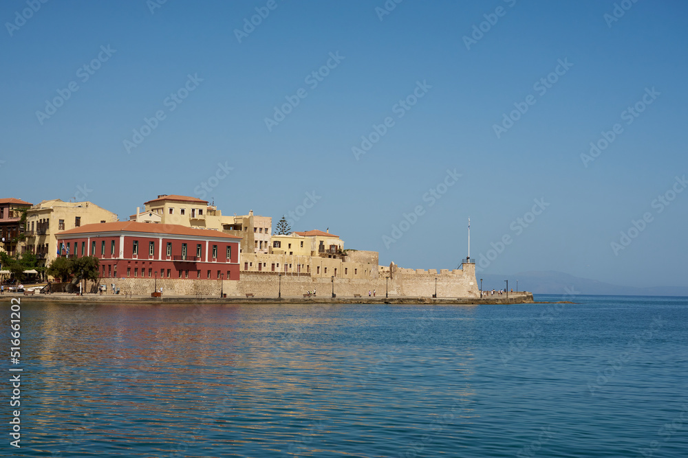 An ancient port of Chania on the island of Crete
