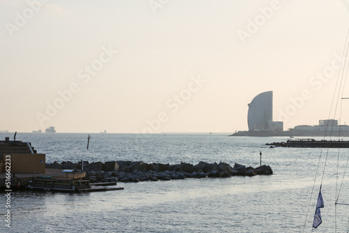 Photography atardecer en playa la Barceloneta, Barcelona, España.