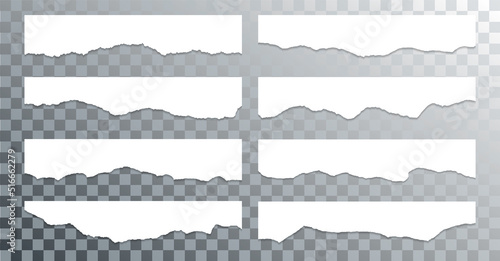 Torn edges of paper, craft design elements vector collection. Ripped edges paper borders