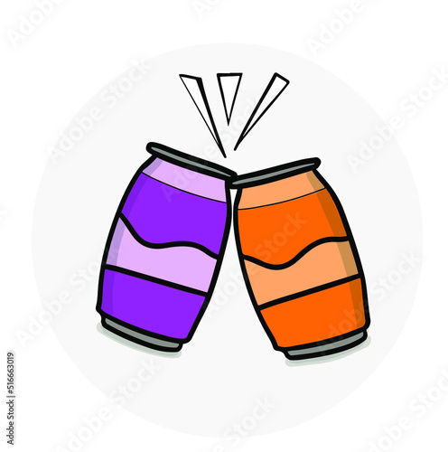orange and purple sodas toasting
