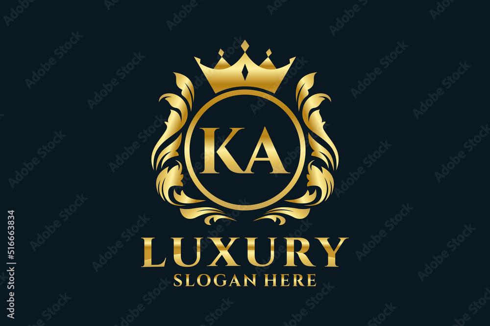 Initial KA Letter Royal Luxury Logo template in vector art for luxurious branding projects and other vector illustration. - obrazy, fototapety, plakaty 