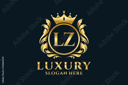 Initial LZ Letter Royal Luxury Logo template in vector art for luxurious branding projects and other vector illustration.