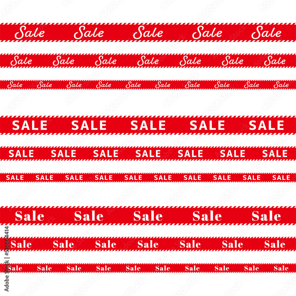 Saleの文字入り赤い帯のデザインセット バリエーション Stock Vector Adobe Stock