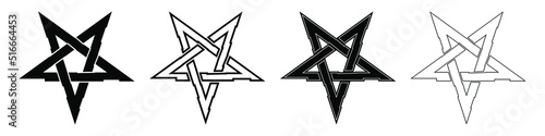 Pentagram. Inverted star. Vector illustration isolated on white background