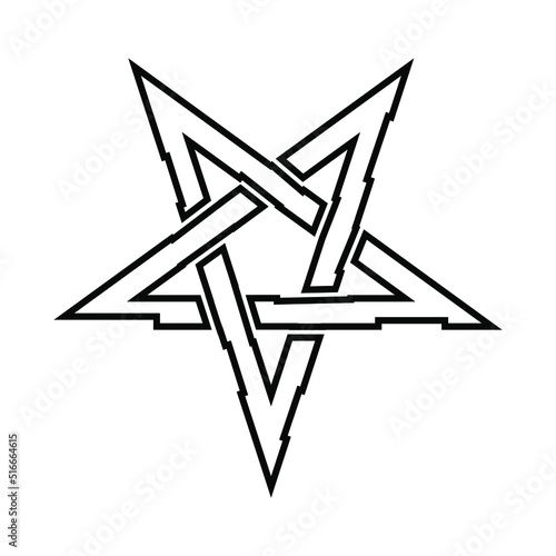 Pentagram. Inverted star. Vector illustration isolated on white background