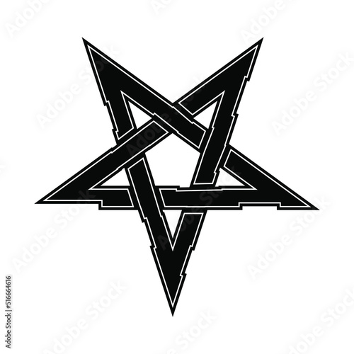 Pentagram. Inverted star. Vector illustration isolated on white background