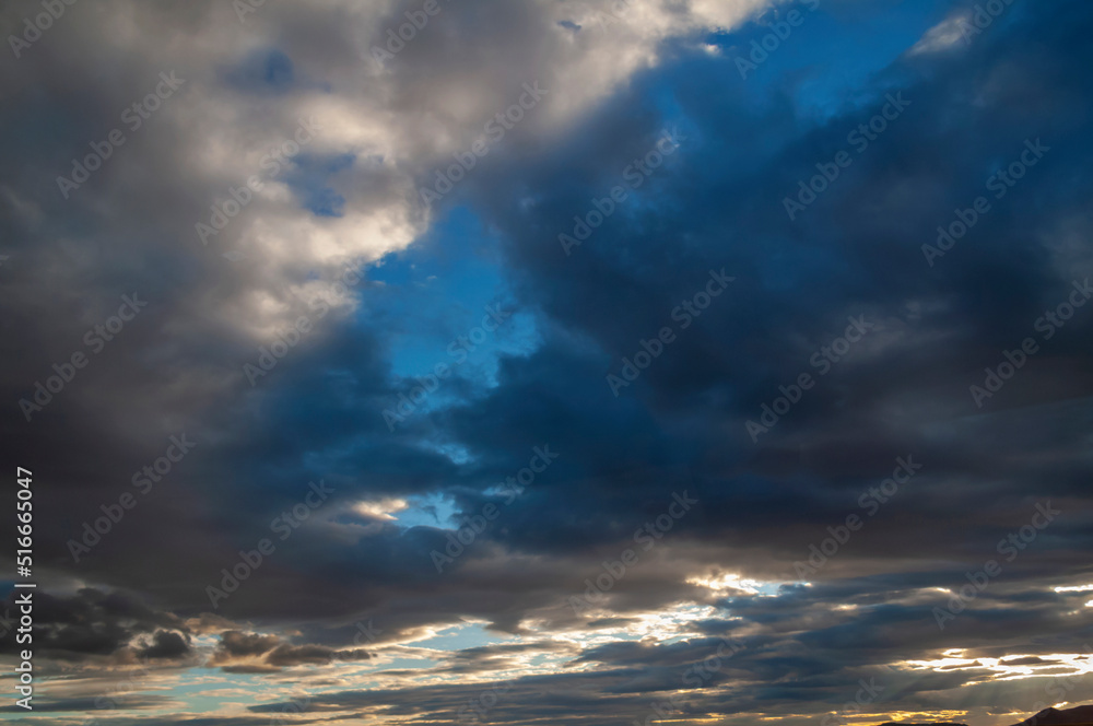 Colorful magical sky and abstract big clouds